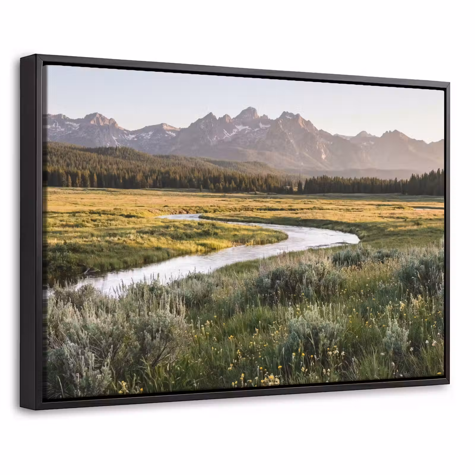 Canvas met lijst - Berglandschap - Rivier - Bos — 1