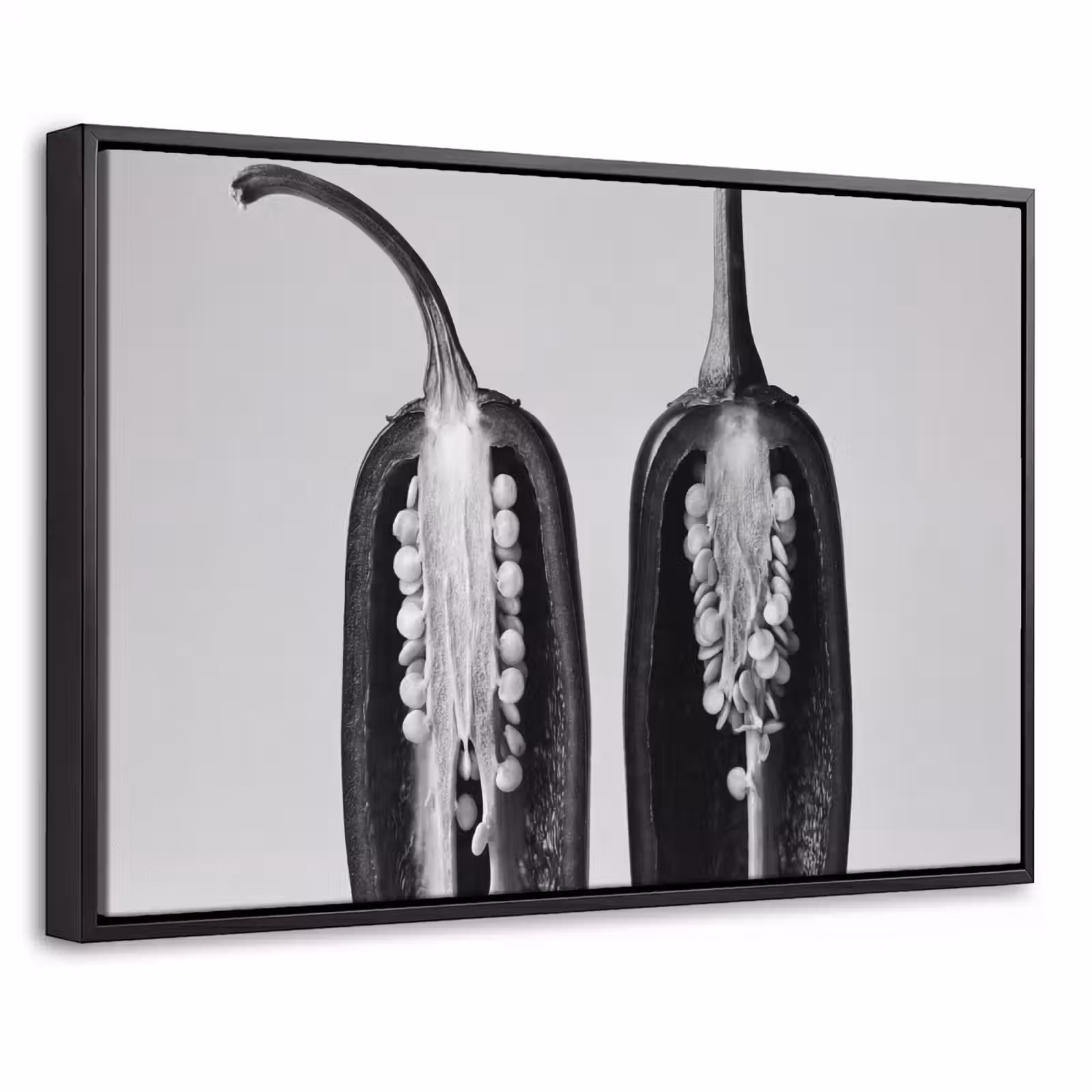 Canvas met lijst - Pepers - Zwart - Wit - Zaadlijsten — 1