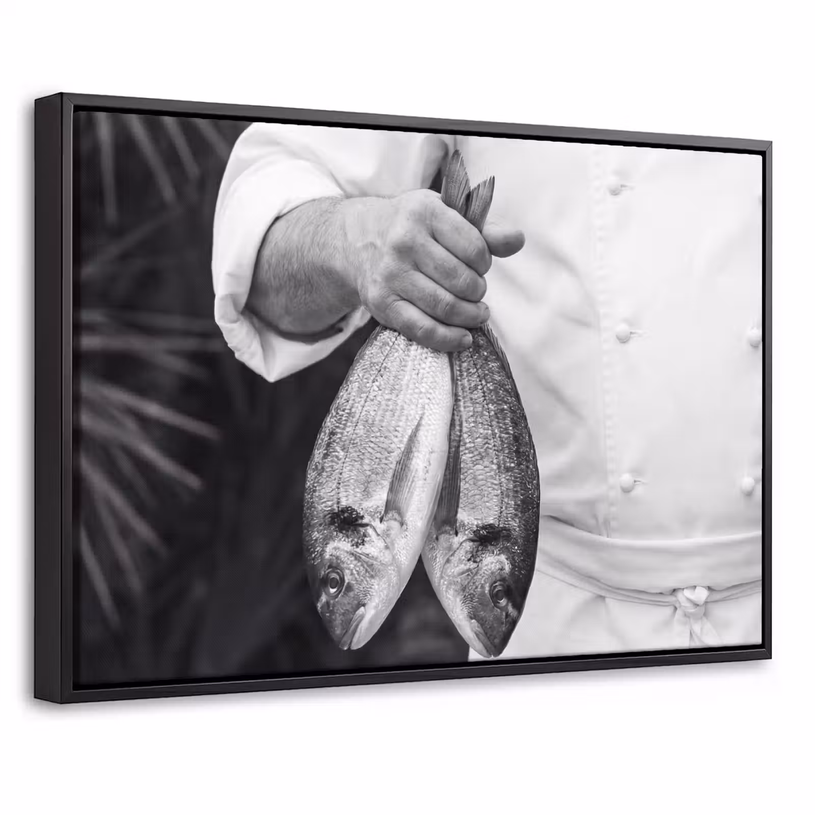 Canvas met lijst - Vissen - Chef - Zwart - Wit — 1