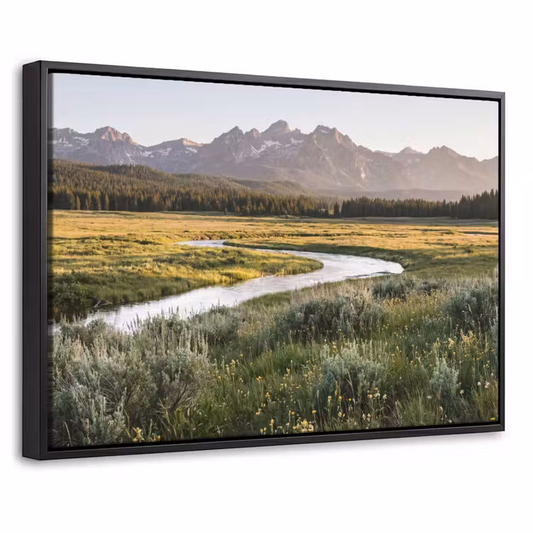 Canvas met lijst - Berglandschap - Rivier - Bos — 1