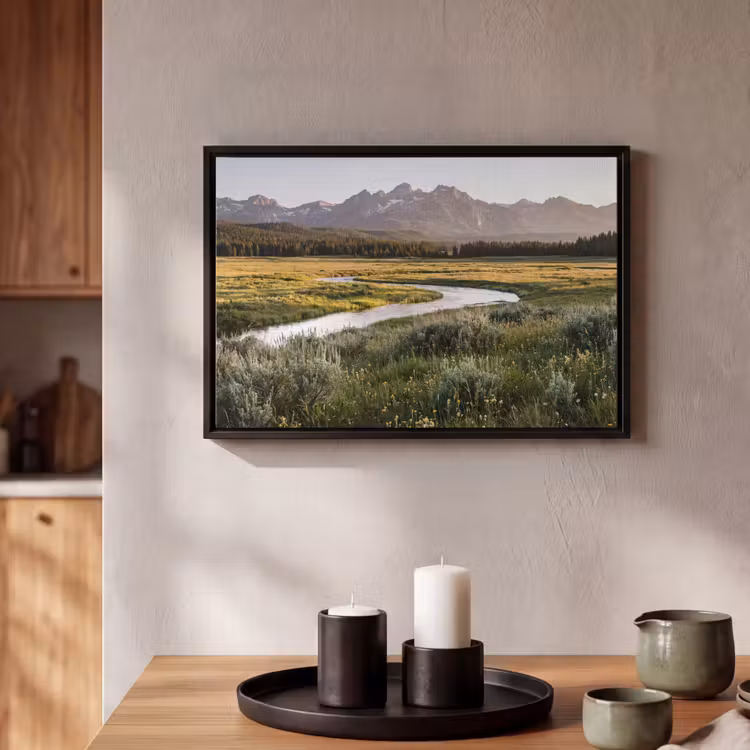 Canvas met lijst - Berglandschap - Rivier - Bos — 2