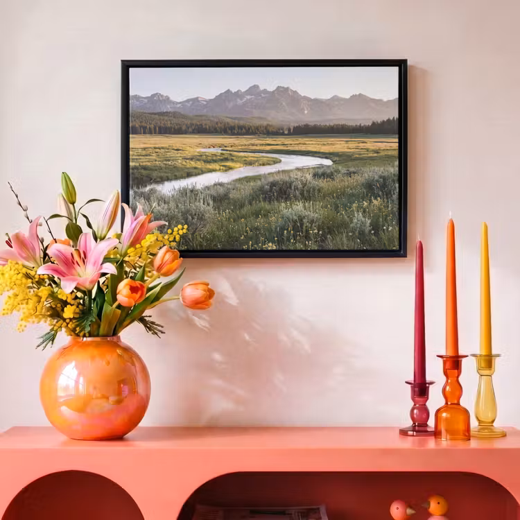 Canvas met lijst - Berglandschap - Rivier - Bos — 4