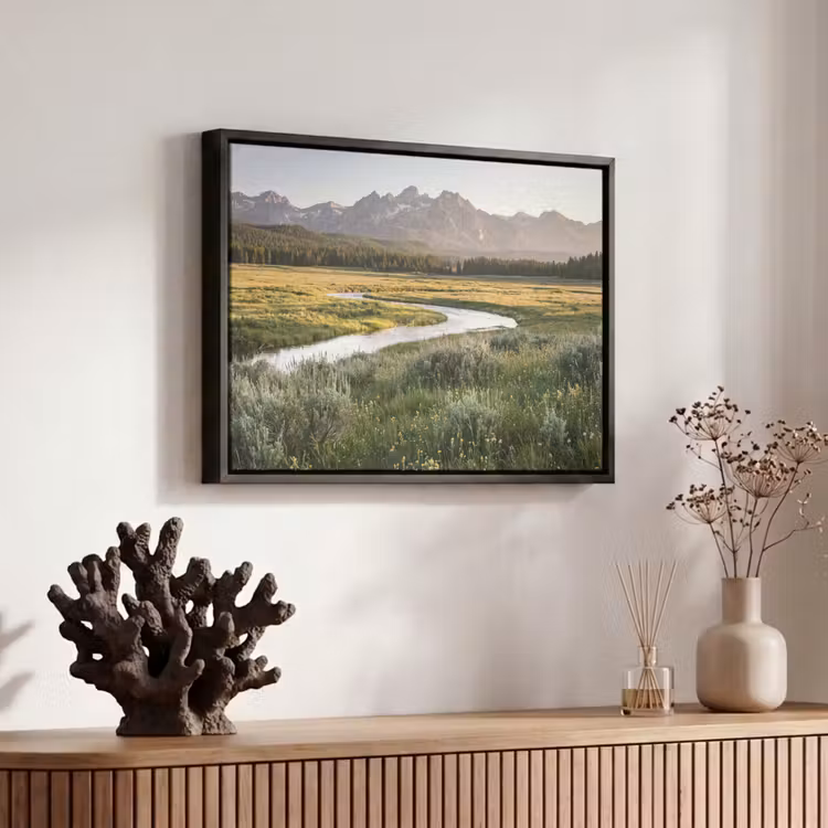 Canvas met lijst - Berglandschap - Rivier - Bos — 6