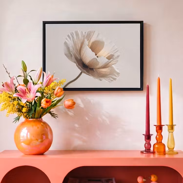 Canvas met lijst - Bloem - Beige - Crème — 4