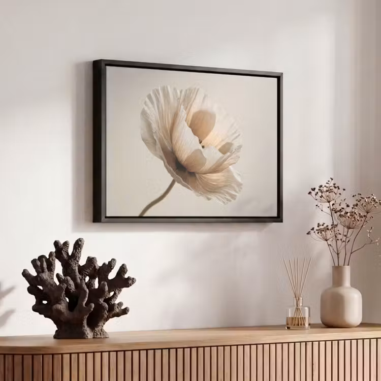 Canvas met lijst - Bloem - Beige - Crème — 6