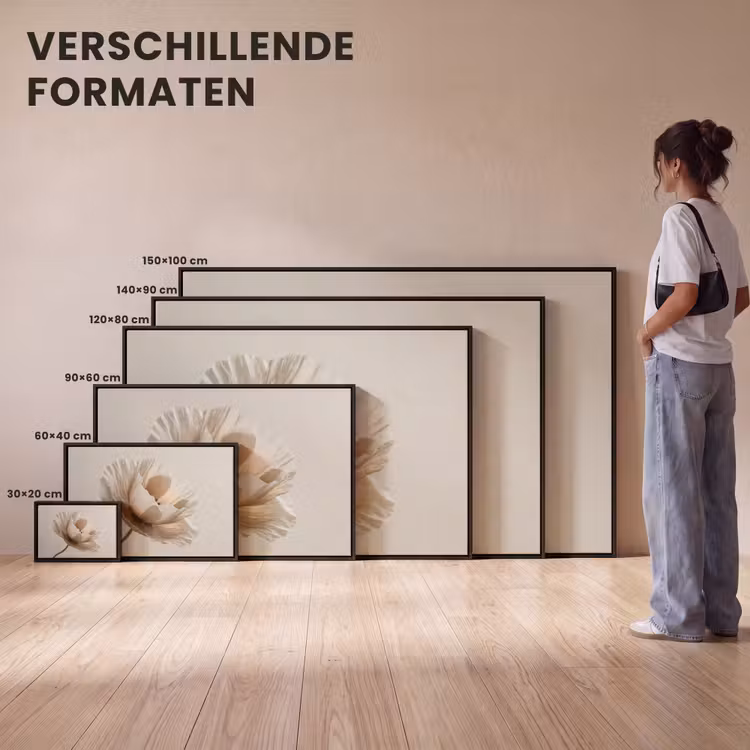 Canvas met lijst - Bloem - Beige - Crème — 7