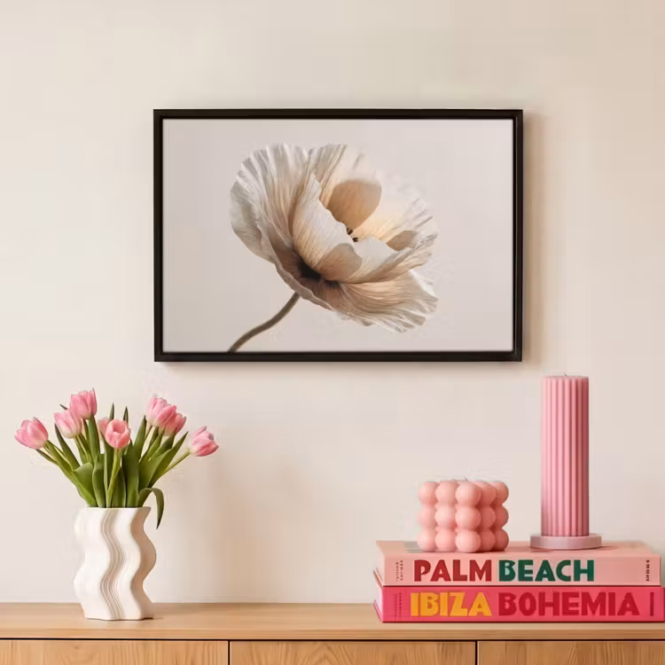 Canvas met lijst - Bloem - Beige - Crème — 8