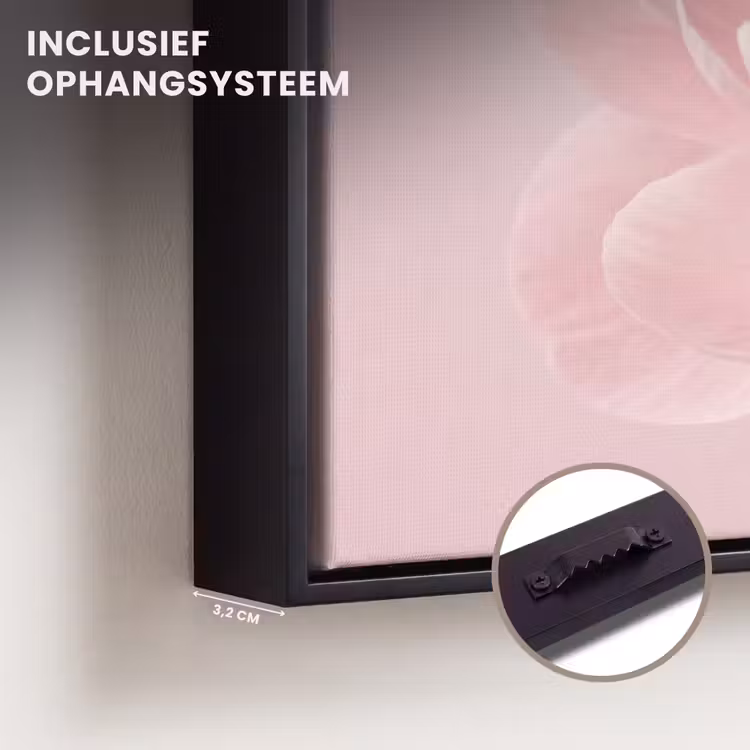 Canvas met lijst - Bloem - Pioenroos - Roze — 3