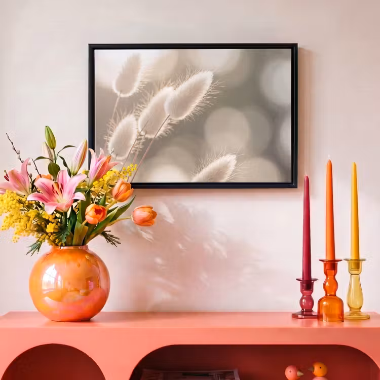 Canvas met lijst - Hazestaartgras - Wit - Zonlicht — 4