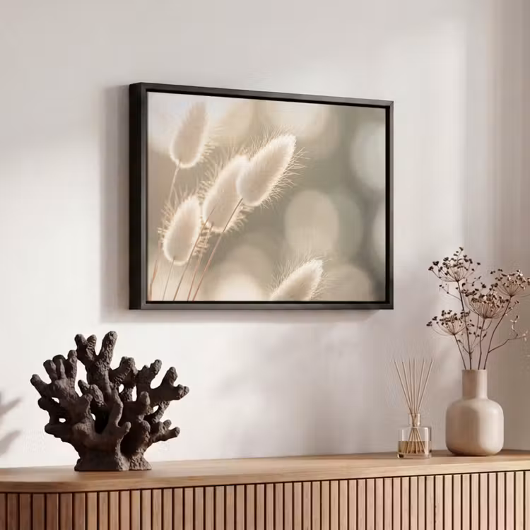 Canvas met lijst - Hazestaartgras - Wit - Zonlicht — 6