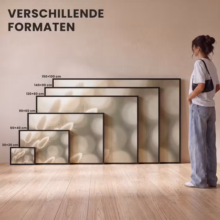 Canvas met lijst - Hazestaartgras - Wit - Zonlicht — 7