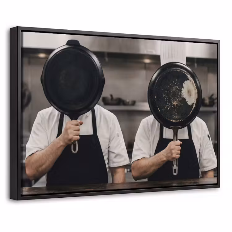 Canvas met lijst - Koks - Koekenpannen - Keuken — 1