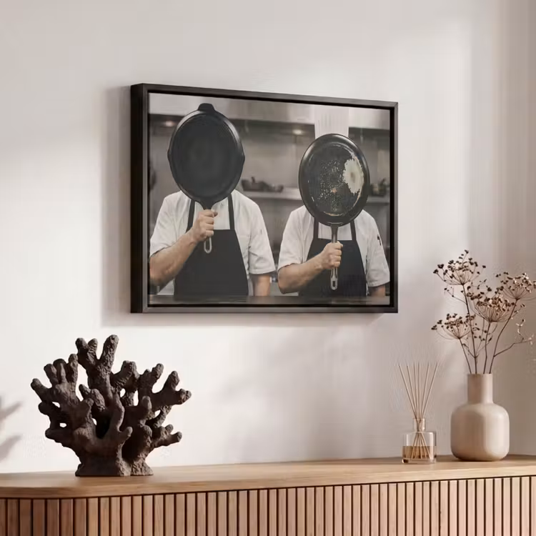 Canvas met lijst - Koks - Koekenpannen - Keuken — 6