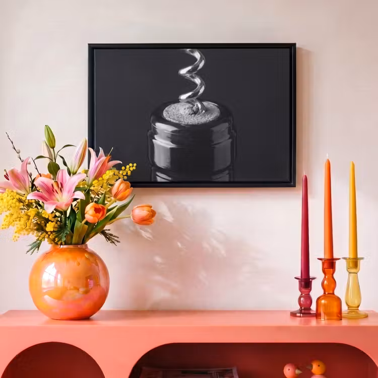 Canvas met lijst - Kurkentrekker - Wijn - Zwart - Wit — 4