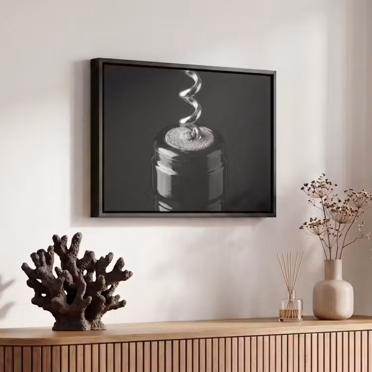 Canvas met lijst - Kurkentrekker - Wijn - Zwart - Wit — 6