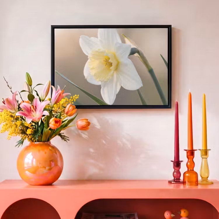 Canvas met lijst - Narcis - Bloem - Minimalistisch — 4