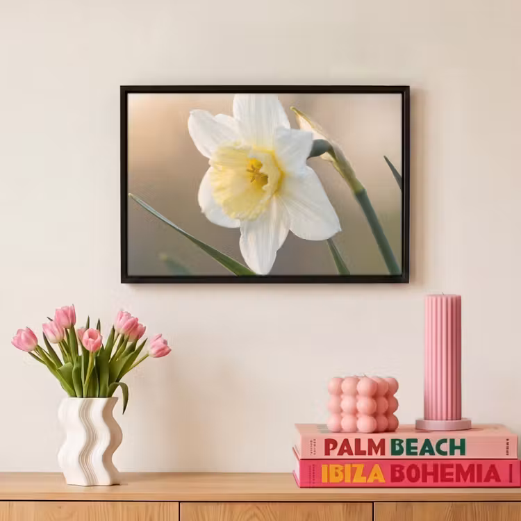 Canvas met lijst - Narcis - Bloem - Minimalistisch — 8
