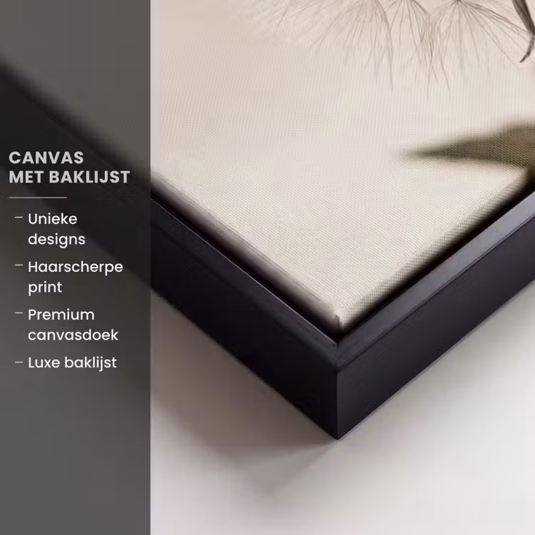 Canvas met lijst - Paardenbloem - Minimalistisch - Wit — 5