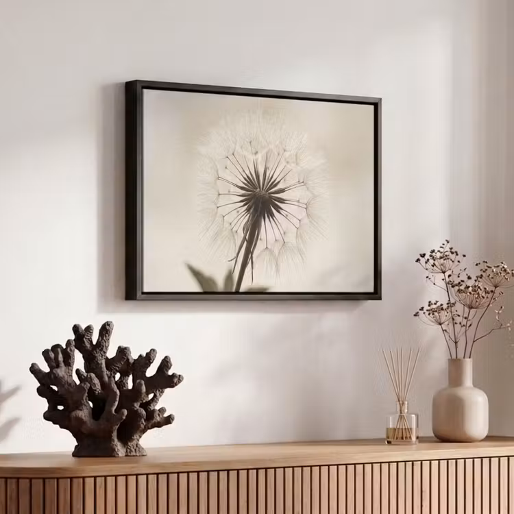 Canvas met lijst - Paardenbloem - Minimalistisch - Wit — 6