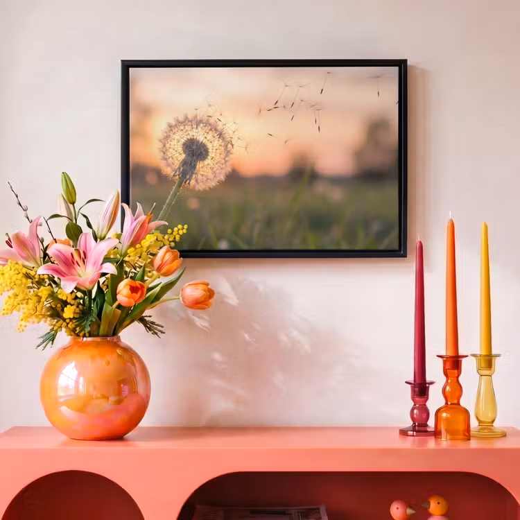 Canvas met lijst - Paardenbloem - Zonsondergang - Veld — 4