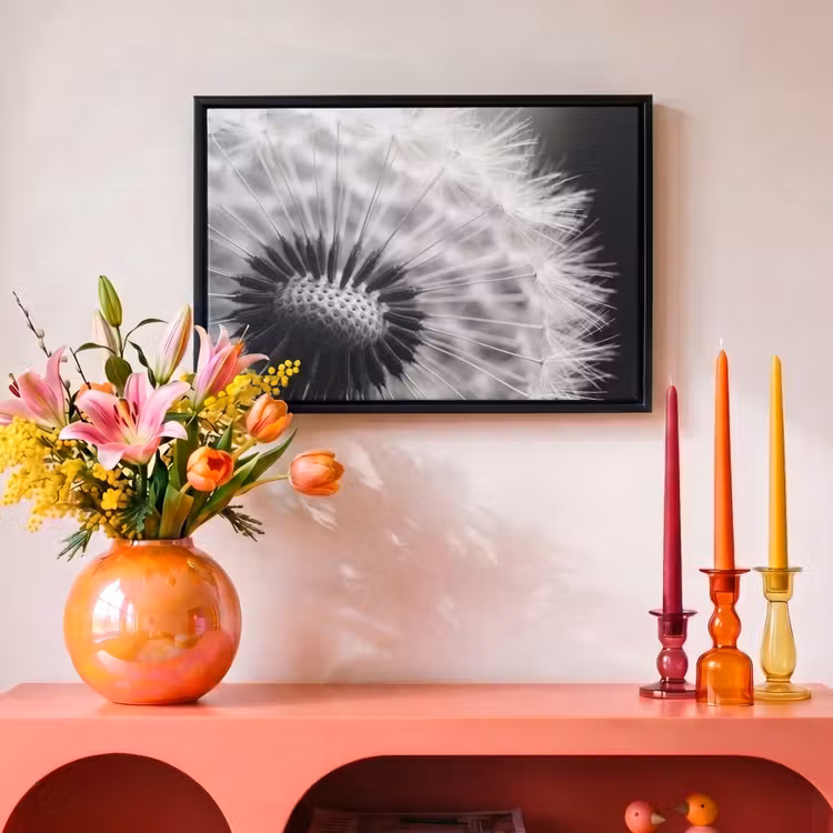 Canvas met lijst - Paardenbloem - Zwart - Wit — 4