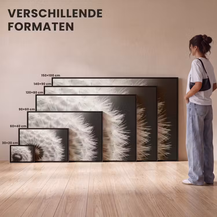 Canvas met lijst - Paardenbloem - Zwart - Wit — 7