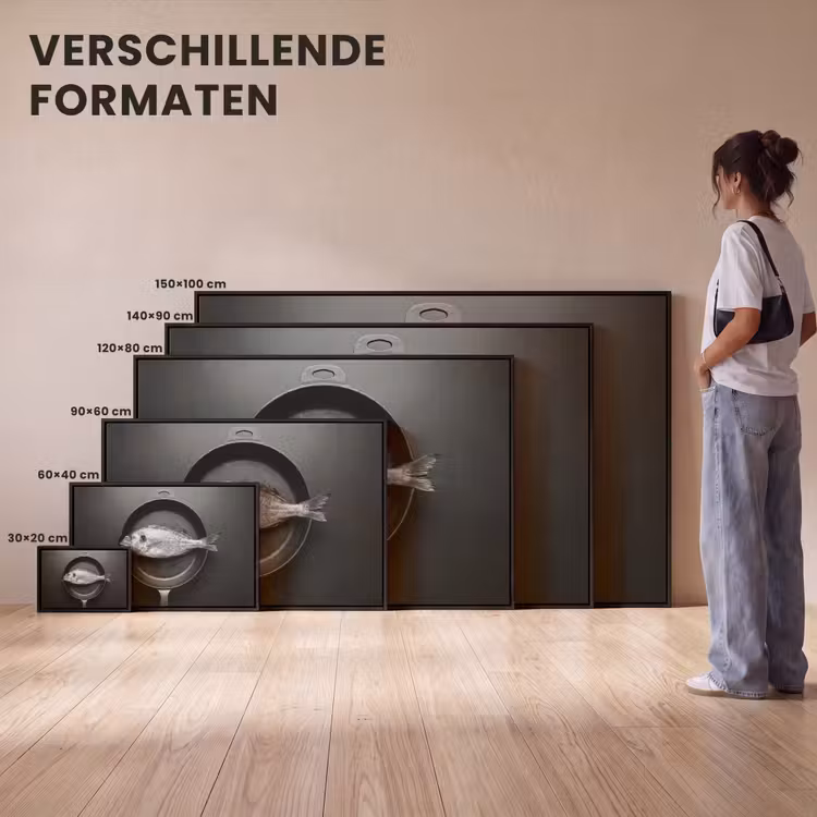 Canvas met lijst - Pan - Vis - Zwart - Wit — 7