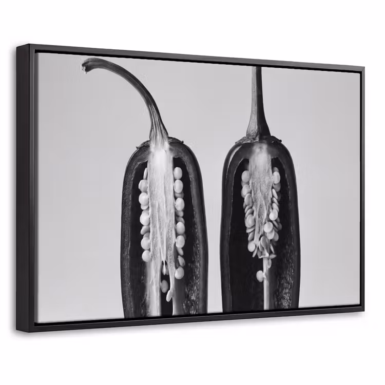 Canvas met lijst - Pepers - Zwart - Wit - Zaadlijsten — 1