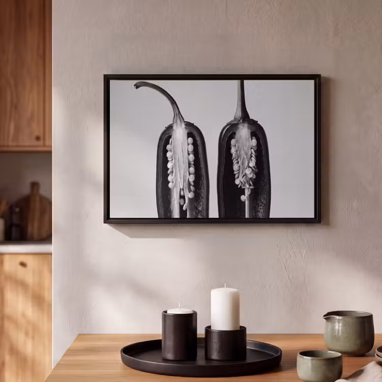 Canvas met lijst - Pepers - Zwart - Wit - Zaadlijsten — 2