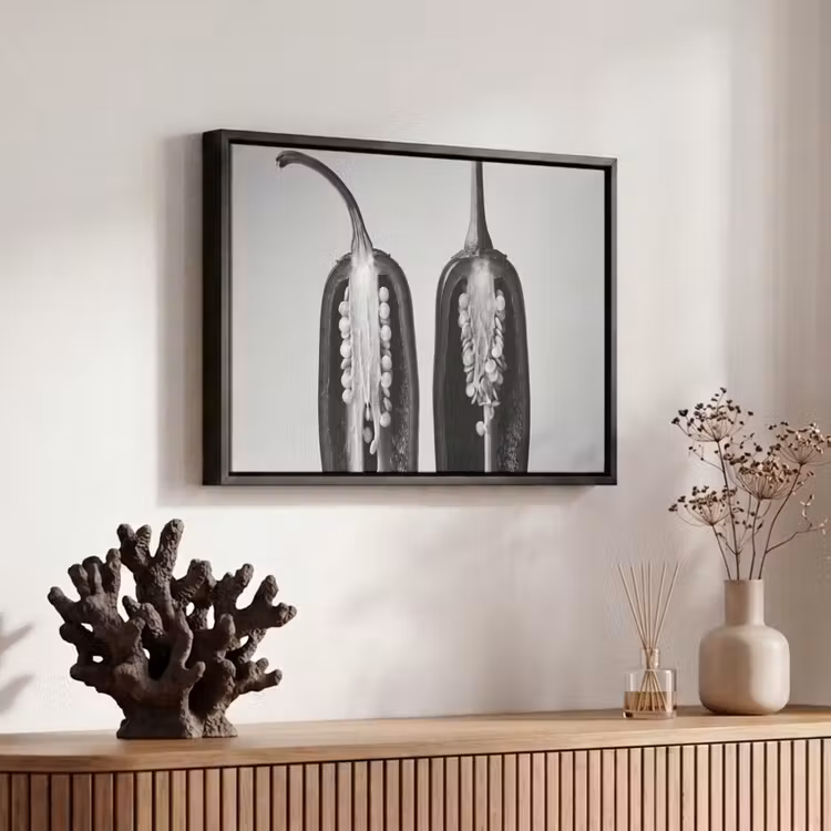 Canvas met lijst - Pepers - Zwart - Wit - Zaadlijsten — 6