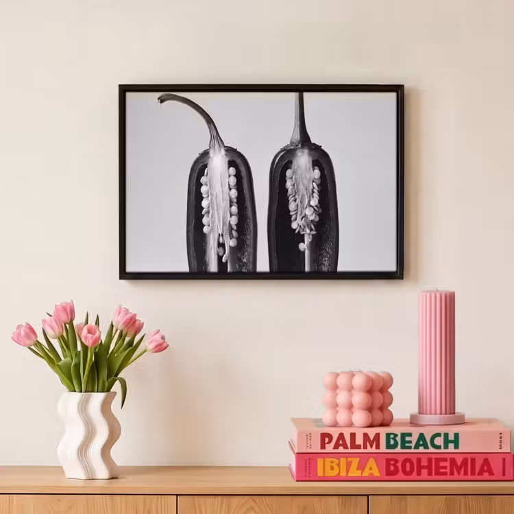 Canvas met lijst - Pepers - Zwart - Wit - Zaadlijsten — 8