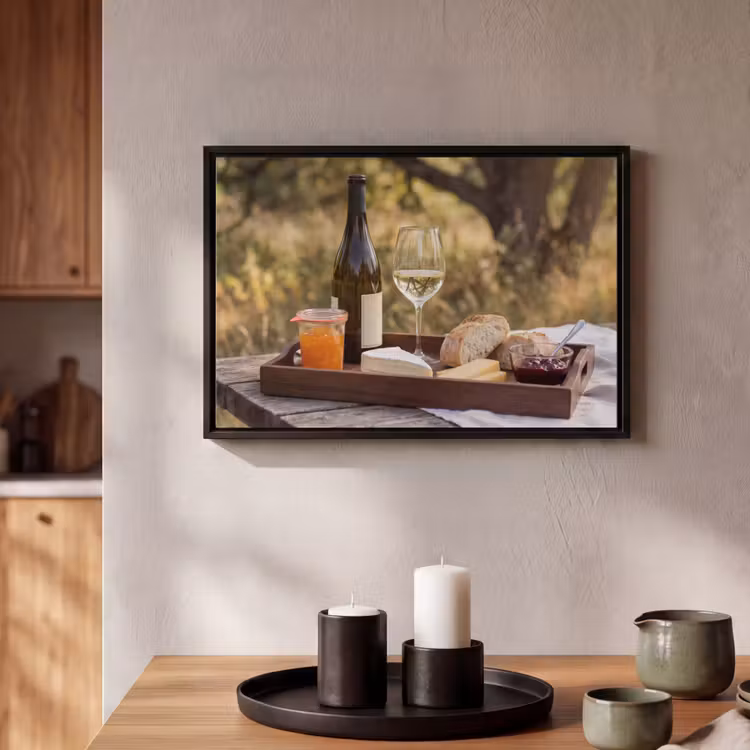 Canvas met lijst - Picknick - Wijn - Kaasplankje — 2