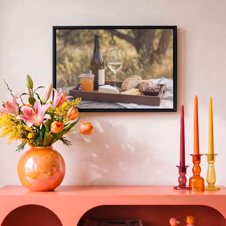 Canvas met lijst - Picknick - Wijn - Kaasplankje — 4