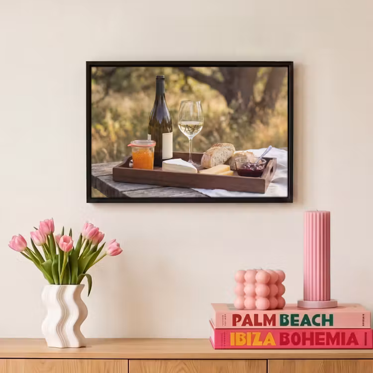 Canvas met lijst - Picknick - Wijn - Kaasplankje — 8