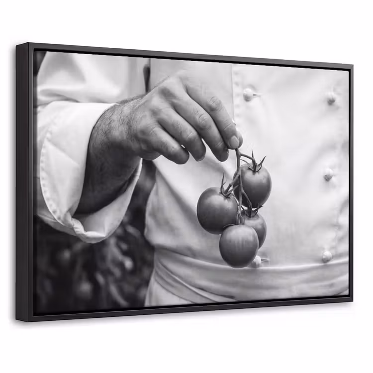 Canvas met lijst - Tomaten - Chef - Zwart - Wit — 1