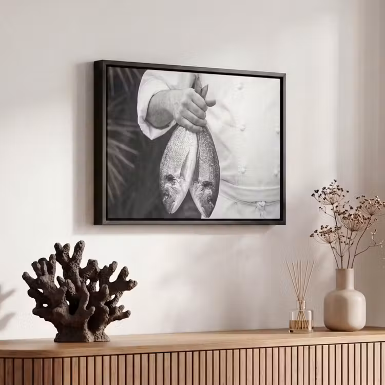 Canvas met lijst - Vissen - Chef - Zwart - Wit — 6