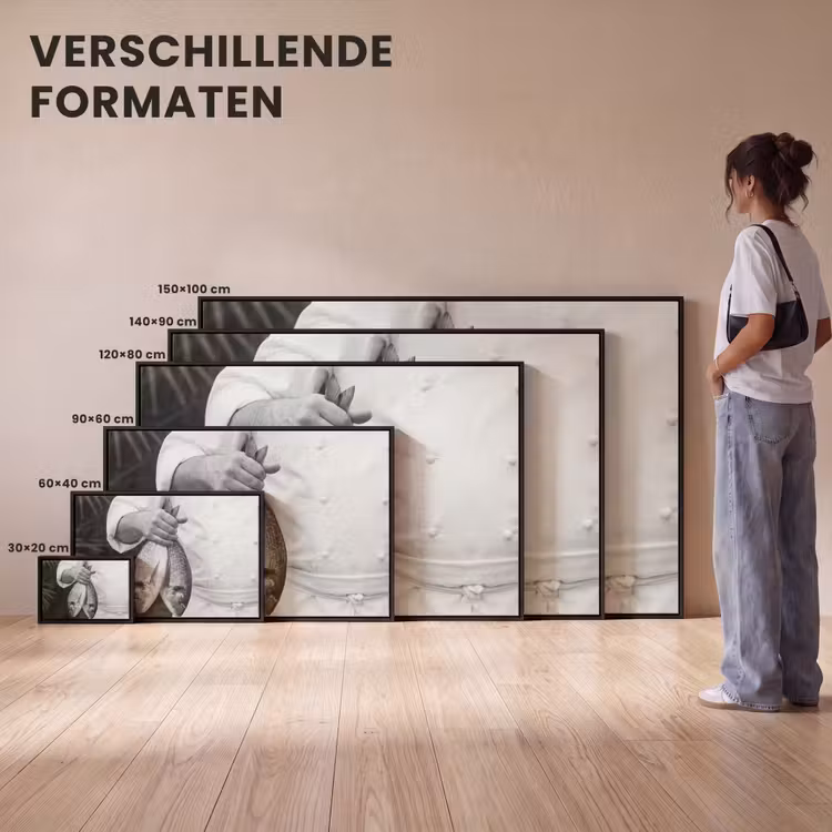 Canvas met lijst - Vissen - Chef - Zwart - Wit — 7