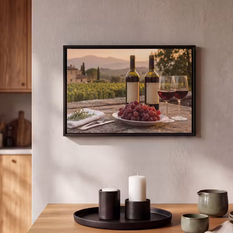 Canvas met lijst - Wijn - Glazen - Druiven - Wijngaard — 2
