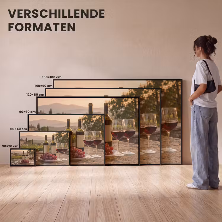Canvas met lijst - Wijn - Glazen - Druiven - Wijngaard — 7