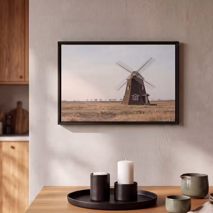 Canvas met lijst - Windmolens - Landschap - Veld — 2