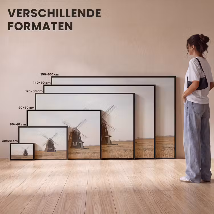 Canvas met lijst - Windmolens - Landschap - Veld — 7