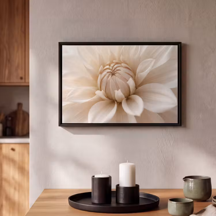 Canvas met lijst - Bloem - Dahlia - Wit — 2