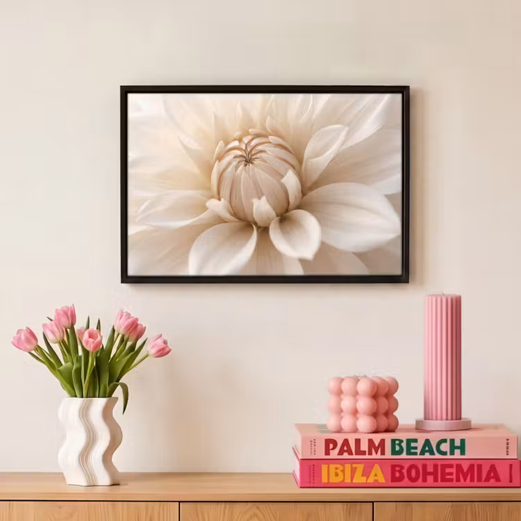 Canvas met lijst - Bloem - Dahlia - Wit — 8
