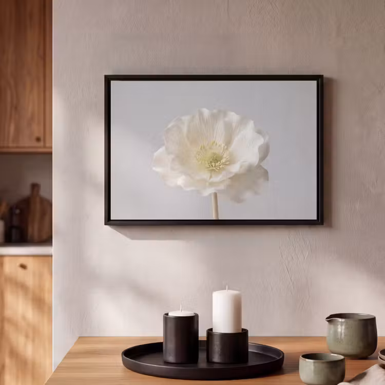 Canvas met lijst - Bloem - Minimalistisch -Wit — 2