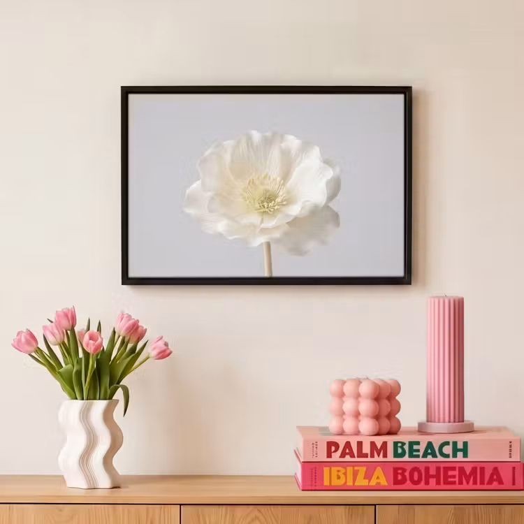 Canvas met lijst - Bloem - Minimalistisch -Wit — 8