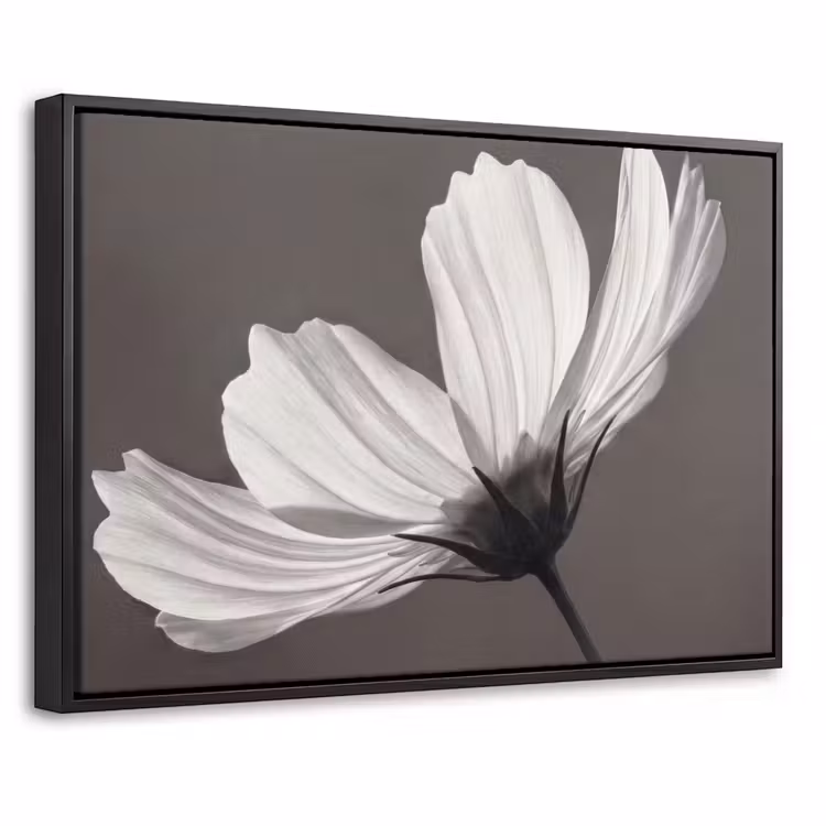 Canvas met lijst - Bloem - Minimalistisch - Zwart - Wit — 1