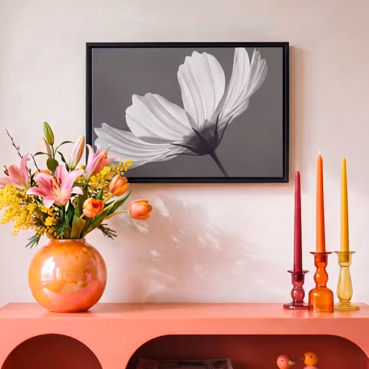 Canvas met lijst - Bloem - Minimalistisch - Zwart - Wit — 4