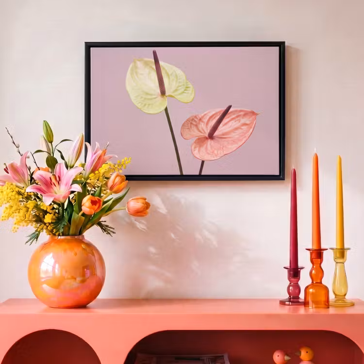Canvas met lijst - Bloemen - Anthuriums - Geel - Roze — 4