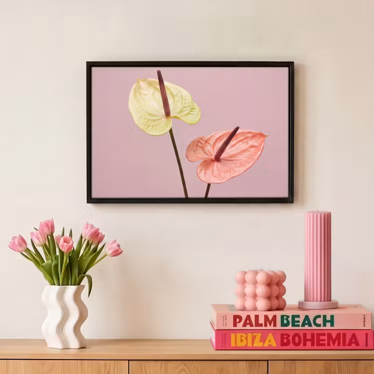 Canvas met lijst - Bloemen - Anthuriums - Geel - Roze — 8