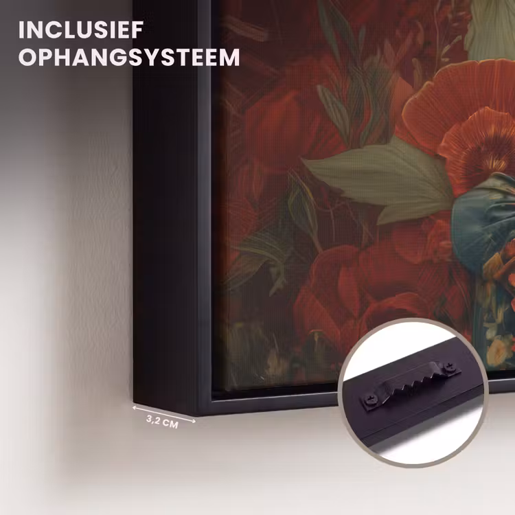 Canvas met lijst - Bloemen - Dieprood - Zonnebril - Vrouw — 3